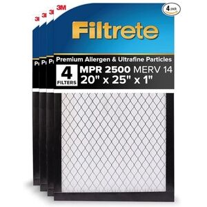 3M Filtrete | 4 Pack Premium Furnace & AC Air Filter, Asthma & Allergy, 20x25x1